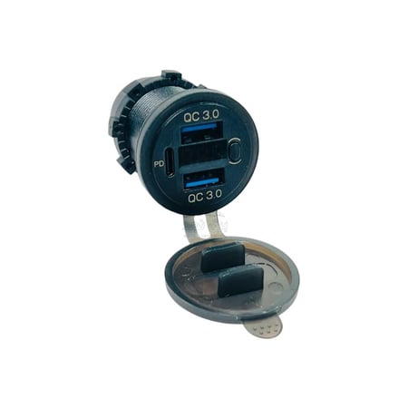 شاحن دائري سريع 2 يو اس بي و1 تايب سي مع قاري وفاصل