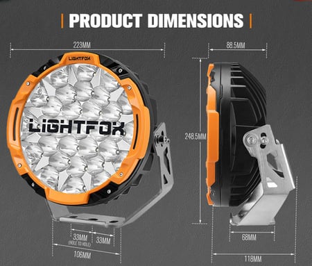 طقم كشافات 9 انش  عدسات اوسرام من شركة لايت فوكس LIGHTFOX الاسترالية