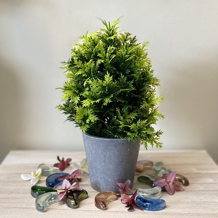 مركن ورد صناعي اخضر مع اصفر
