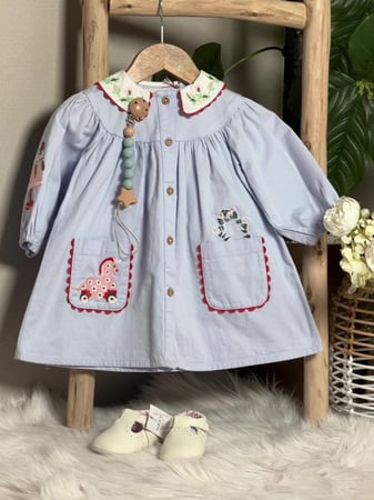 فستان بناتي ازرق من اليجنت تاول تصميم أنيق