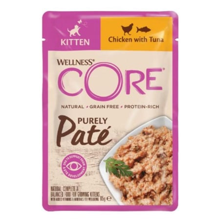 يلنس كور بيورلي باتية اظرف دجاج وتونة للقطط الصغيرة 85 جم الرومي للقطط - 85 جم