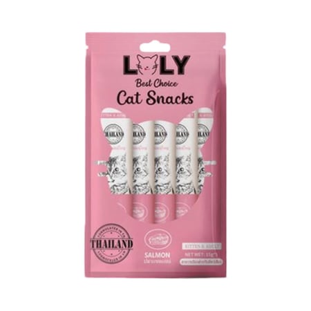 لولي كات مكافآت كريمية للقطط الكبيرة والصغيرة بنكهة السلمون 5*15 جرام