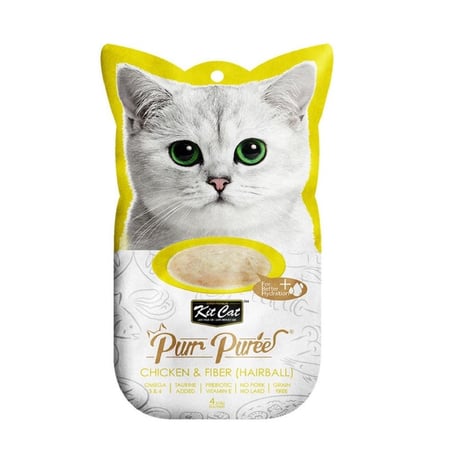 كت كات مكافآت للقطط بنكهة دجاج وآلياف المهروس 15غ*4
