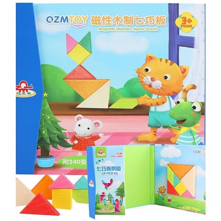 تركيب تركيب خشبي مربع مغناطيس للأطفال ألعاب ه