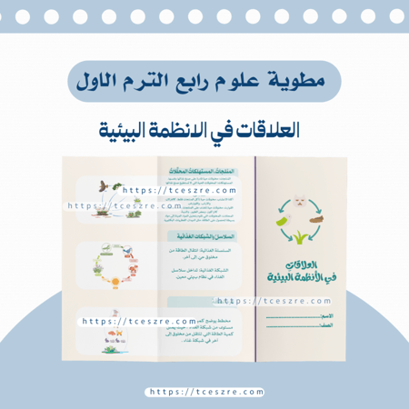 مطوية العلاقات في الأنظمة البيئية للصف الرابع pdf الفصل الدراسي الأول