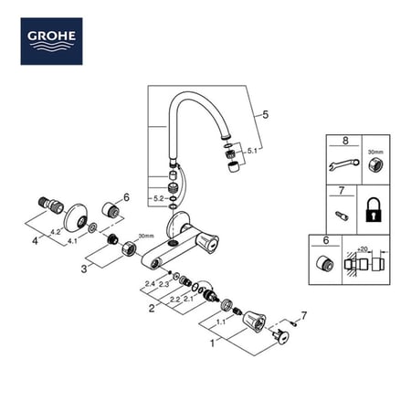 خلاط مجلى عادي كوستا 3119100D | جروهي GROHE
