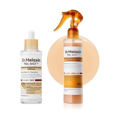 مجموعة دكتور ميلاكسين للتفتيح والتقشير بالأرز والكوجيك أسيد  من دكتور ميلاكسين