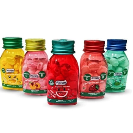 حلاوة خالية من السكر بفيتامين ج و د بنكهة الفواكة من دوسفارم نفس منعش