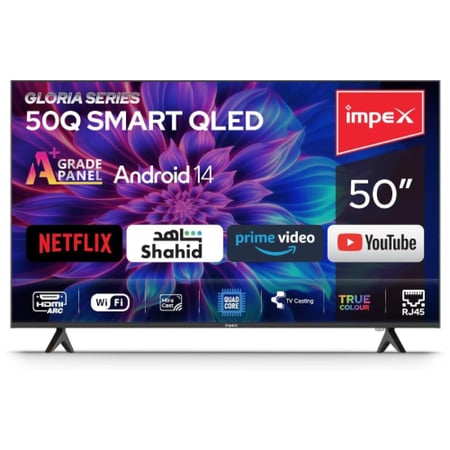 شاشة امبكس 50 بوصة كيولد سمارت 4K اندرويد 14   GLORIA50QSMART