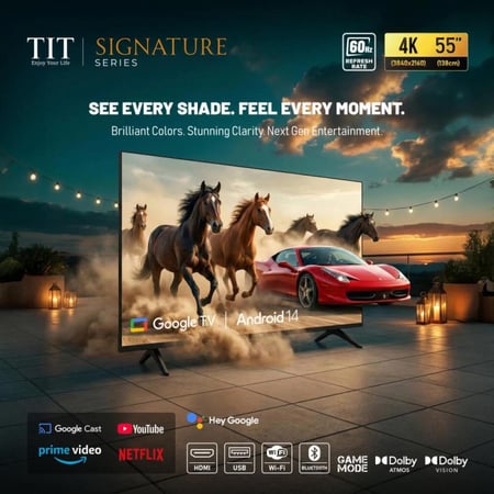 تي اي تي شاشة سمارت 55 بوصة بدقة 4K - نظام أندرويد 14 - Google TV – موديل 55G2025