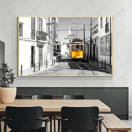 لوحة فنية الترام الأصفر في شوارع لشبونة