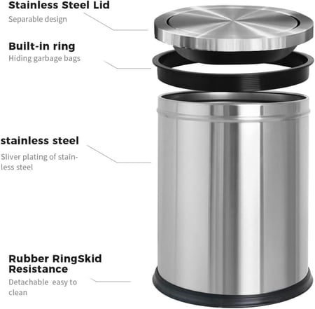 سلة نفايات ستانلس ستيل مروحه