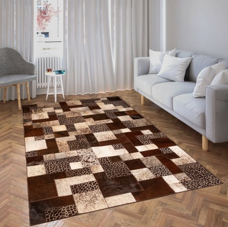 سجاد فاخر من الجلد الطبيعي - مستطيل