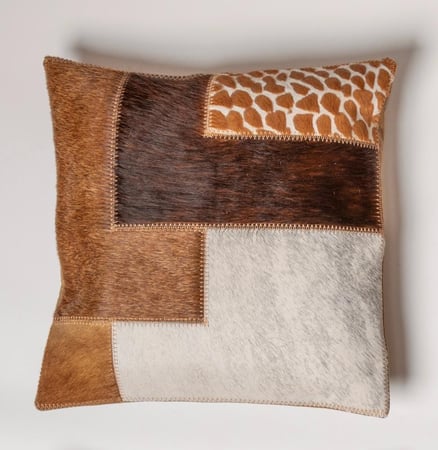 كسوات وسائد من الجلد الطبيعي - مربعة