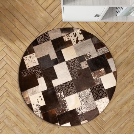 سجاد دائري فاخر من الجلد الطبيعي