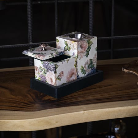 طقم مباخر خشبي بفن الديكوباج