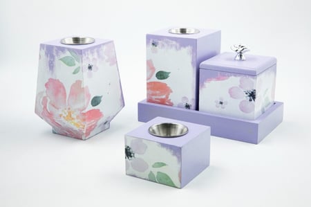 طقم مباخر خشبي بفن الديكوباج