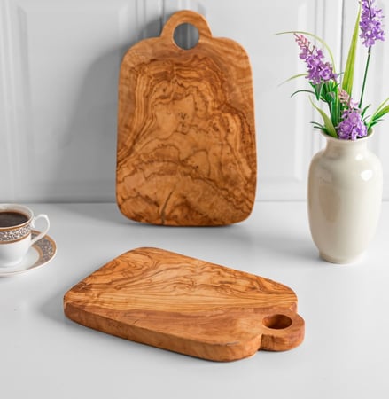 الواح تقديم بحلقة من خشب الزيتون