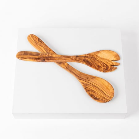 طقم ملعقة و شوكة للتقديم خشبي