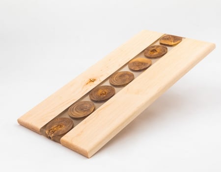 صينية تقديم خشبية مع رزن شفاف