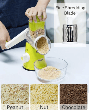 قطاعة ومبشرة يدوية دوارة مع 3 شفرات مدورة من الستانلس ستيل