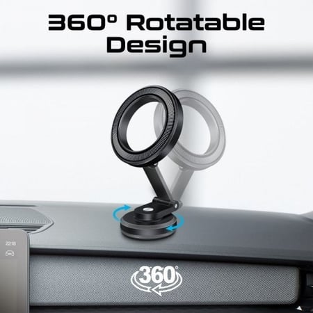 أقوى حامل هاتف ذكي بحلقة مغناطيسية قابلة للدوران بزاوية 360 درجة, حامل آمن مضاد للانزلاق للوحة القيادة والزجاج الأمامي بتصميم قابل للطي و يتضمن حلقة معدنية .