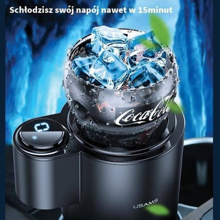كوب تسخين وتبريد للسيارة USAMS -ZB160 Car Cooling And Heating Smart Cup - Black