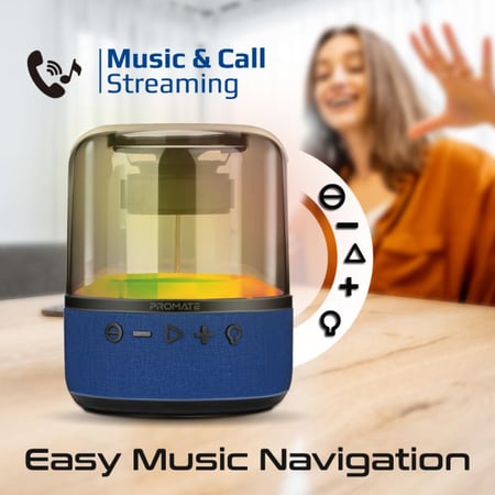 تجربة صوتية مدهشة مع مكبر الصوت Glitz-L بقدرة 10 واط وعرض ضوئي بزاوية 360 درجة، وقت تشغيل 6 ساعات مع منفذ صوت 3.5 ملم ومنفذ USB وفتحة بطاقة TF من Promate Glitz-L