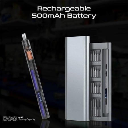 قوة التكنولوجيا بين يديك مع طقم مفكات كهربائية لاسلكية يتكون من 62 قطعة، يدعم 200 دورة في الدقيقة وعزم دوران يبلغ 0.25 - 0.35 نيوتن متر مع 48 قطعة لقم مفك فولاذية S2 وتصميم ممتاز بحجم الجيب مع Promate ProTools-62A