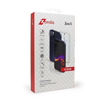 بكج حماية 3 في 1 ستيكر امامي وكفر حماية وستيكر كامير من شركة Xonda لايفون 13 برو ماكس