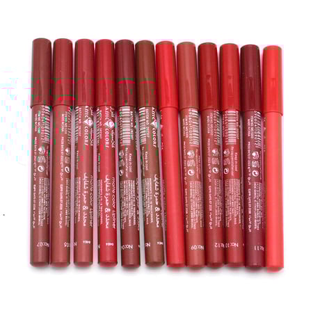 محدد وحمرة شفايف 12 درجة مختلفة