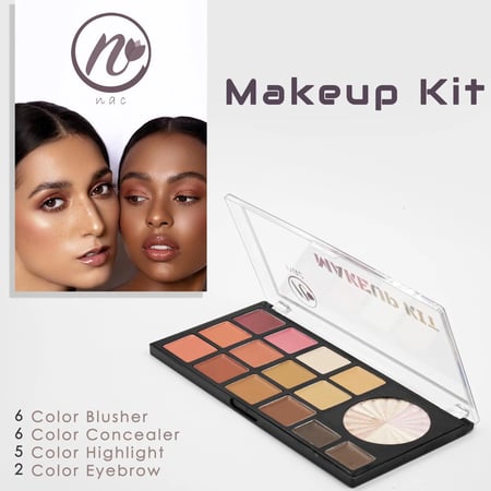 باليت 6 الوان احمر خدود كريمي مع 6 الوا كنتور و قالب اضاءة ولونين جل حواجب