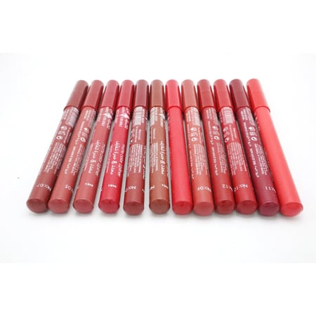 محدد وحمرة شفايف 12 درجة مختلفة