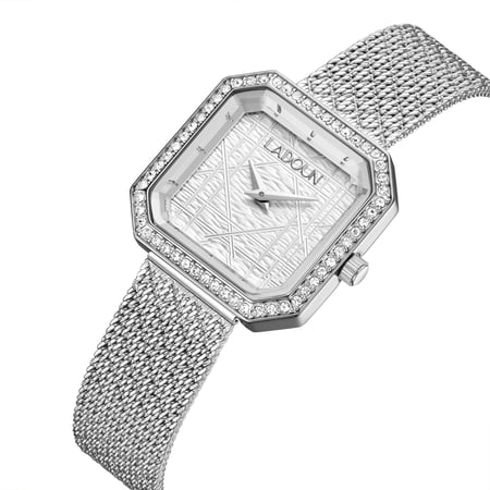 ساعة من لادون نسائية ستيل لون فضي مينا صدفي من لادون