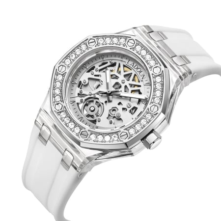 ساعة شفافة لون أبيض من  لادون