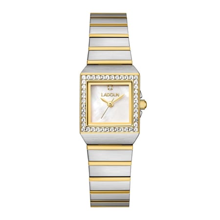 ساعة نسائية من لادون بلون فضي و ذهبي مينا أبيض