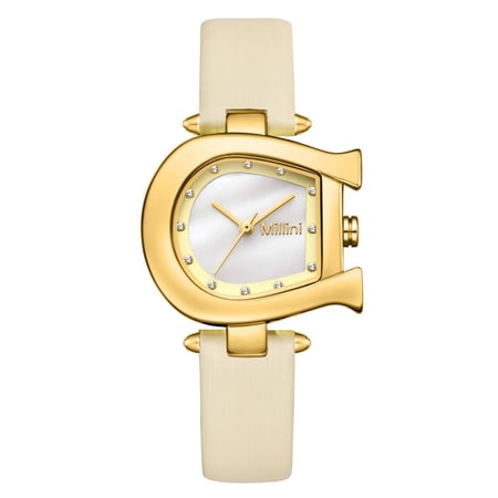 ساعة نسائية من لادون بلون ذهبي بسير لون أبيض