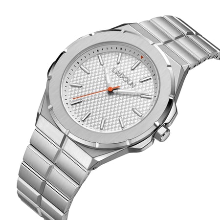 ساعة رجالية ستيل لون فضي مينا فضي من لادون