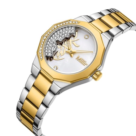 ساعة نسائية من لادون بلون فضي و ذهبي