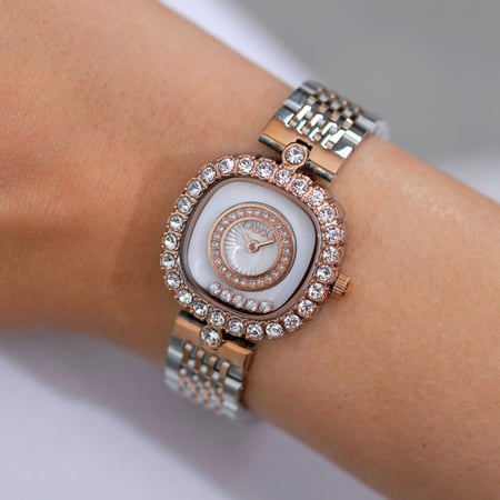 ساعة نسائية ستيل لون فضي و روز من لادون