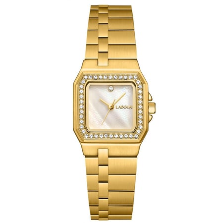 ساعة نسائية من لادون بلون ذهبي مينا اوف وايت