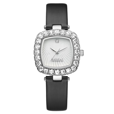 ساعة نسائية من لادون بلون فضي بسير لون أسود