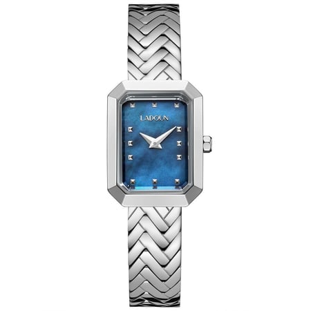 ساعة نسائية من لادون بلون الفضي مينا ازرق