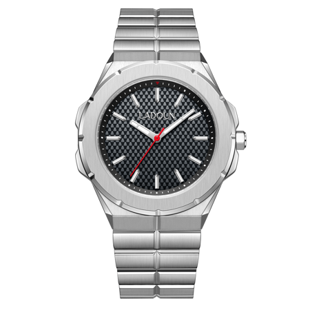 ساعة رجالية ستيل لون فضي مينا أسود من لادون
