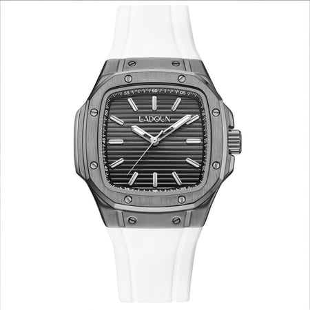 ساعة رجالية من لادون لون أبيض و رصاصي