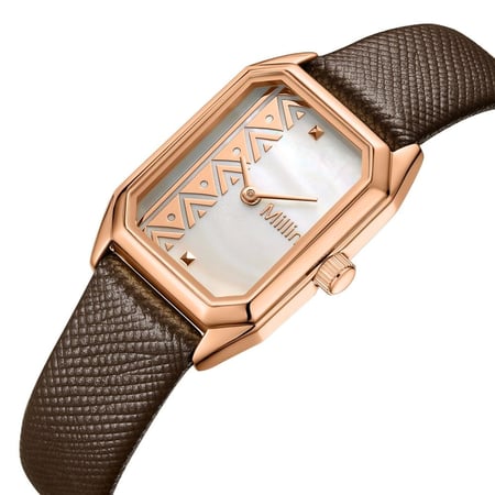 ساعة نسائية من لادون بلون روز بسير لون بني