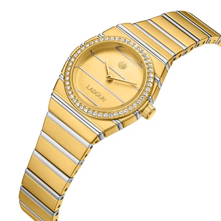 ساعة نسائية ستيل لون ذهبي مينا ذهبي من لادون