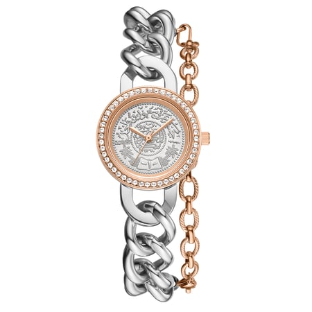 ساعة نسائية ستيل لون فضي و روز من لادون