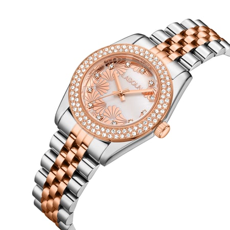 ساعة نسائية ستيل لون فضي و روز من لادون