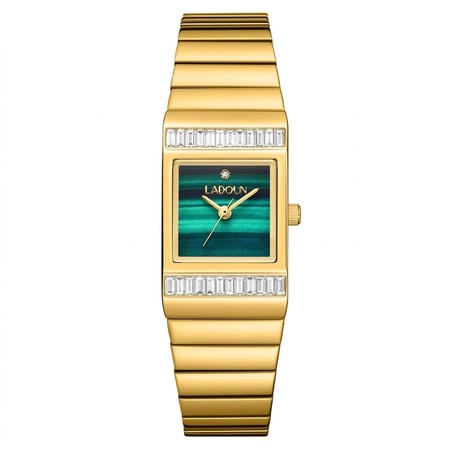 ساعة نسائية من لادون بلون ذهبي مينا أخضر